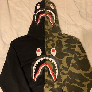 A bathing Ape BAPE WGM Split Camo/Black Full Zip Hoodie Jacket